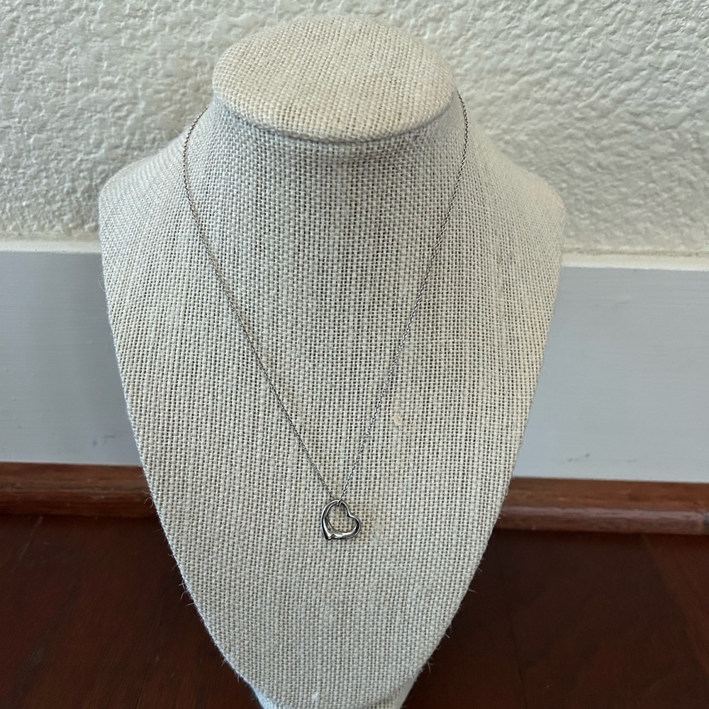 TIFFANY & CO. Elsa Peretti Open Heart Necklace Pendant Sterling Silver 925 - Picture 3 of 13